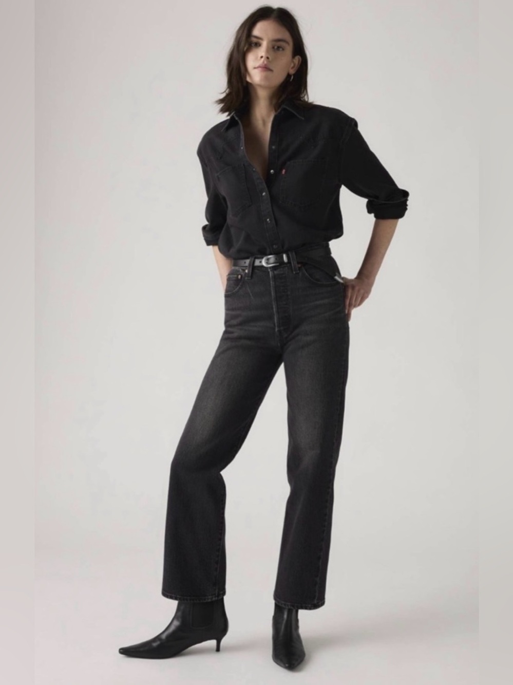 Levi’s Ribcage Straight Ankle Jeans Black Wash